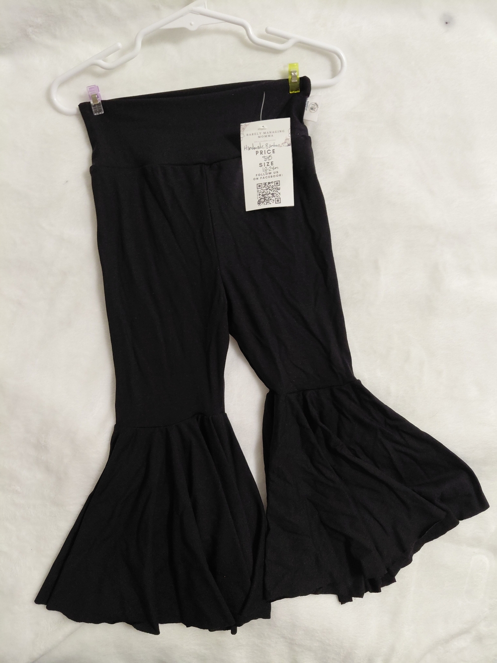 Kids Black Bamboo Bell-Bottom Lounge Pants